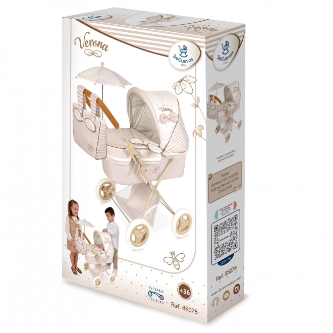 Skládací kočárek pro panenky se slunečníkem a taškou Verona 60 cm