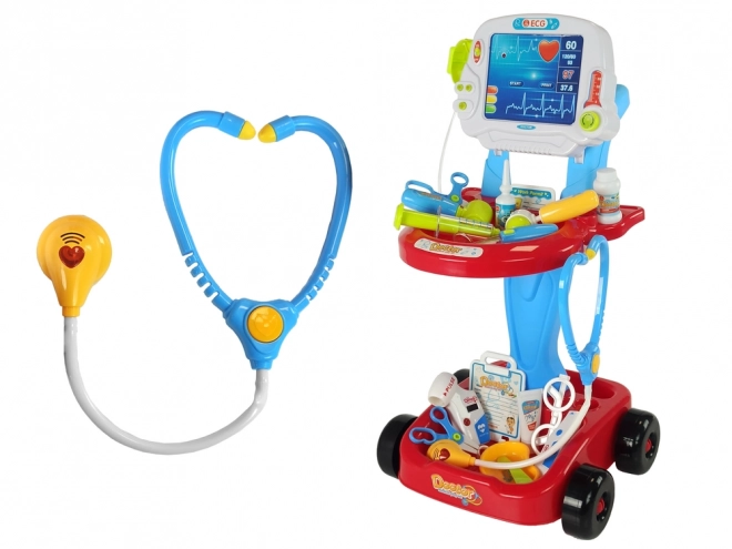 Doktorský vozík Doktorský stůl Sada 17 prvků EKG