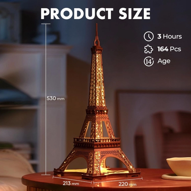 RoboTime 3D Dřevěné puzzle Rolife Noc Eiffelovy věže svítící