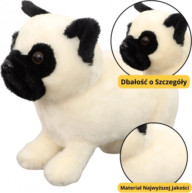 Plyšový mops bílý 19 cm