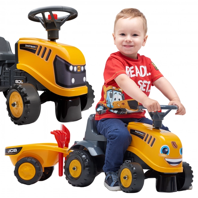 Odstrkovadlo traktor JCB žluté s volantem a valníkem