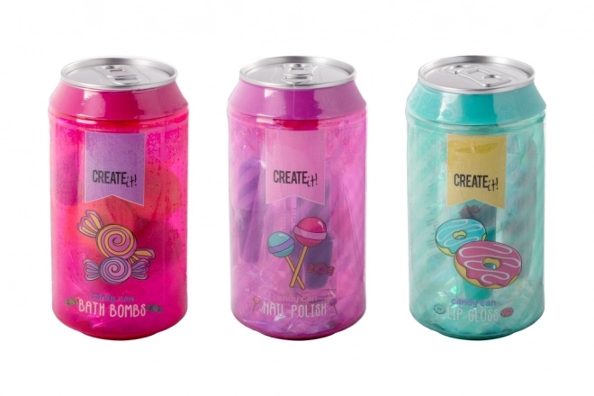 Kosmetická plechovka CREATE IT! Candy – koupelové bomby, laky na nehty nebo lesky na rty