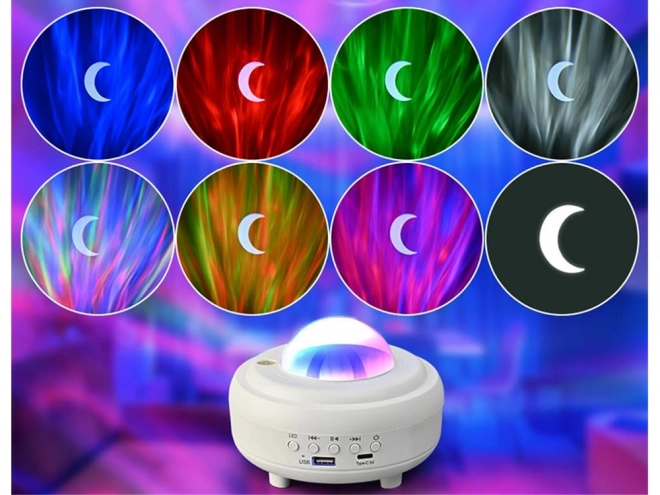 Noční světelný projektor aurora s bluetooth reproduktorem