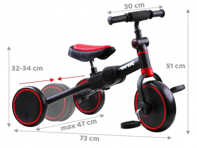 Dětské tříkolové kolo 3v1 Tiny Bike – Červená
