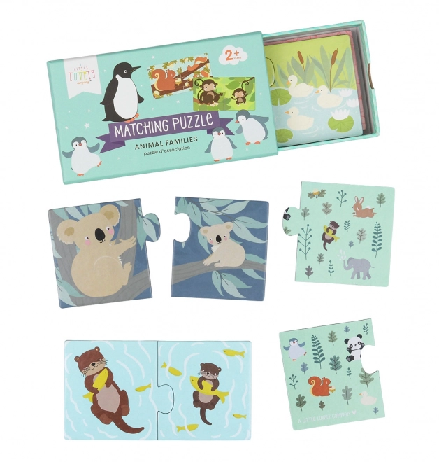 A Little Lovely Company Přiřazovací puzzle – Zvířecí rodinky