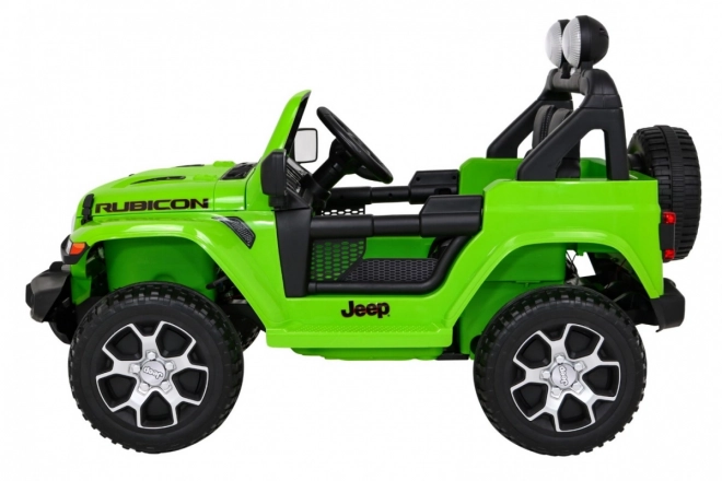 JEEP wrangler rubicon elektrické autíčko pro děti, zelené, 12 V, EVA kola, dálkové ovládání, MP3, LED