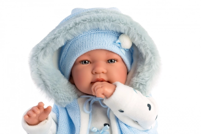 Llorens 84439 NEW BORN - realistická panenka miminko se zvuky a měkkým látkovým tělem - 44 cm