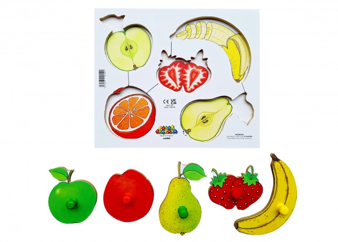 Dřevěné deskové puzzle 6 dílů Loupeme a krájíme plodiny