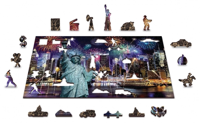 Dřevěné puzzle New York v noci