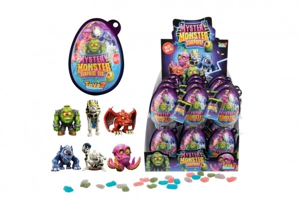 Vejce monster s překvapením plast 10x13cm 24ks v boxu
