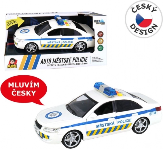 Policejní městské auto s českým hlasem a majákem