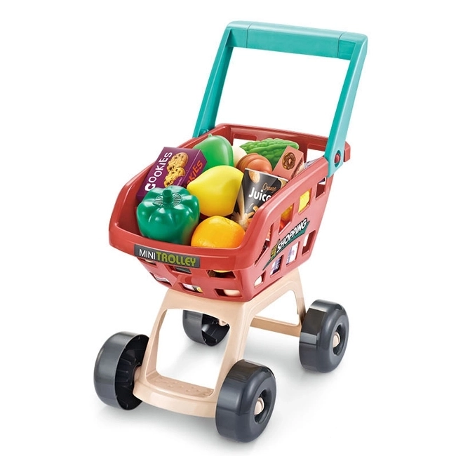 Supermarket s nákupním vozíkem a skenerem