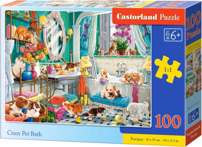 Puzzle Bláznivá koupel domácích mazlíčků