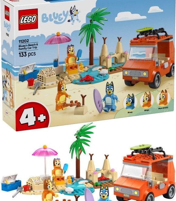Stavebnice LEGO Bluey rodinný výlet autem na pláž