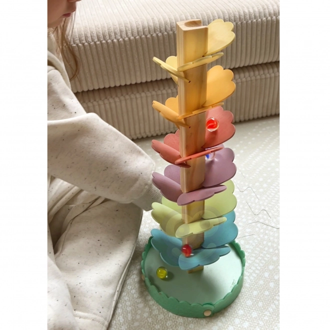 Dřevěná kuličková dráha Duha Montessori WOOPIE GREEN