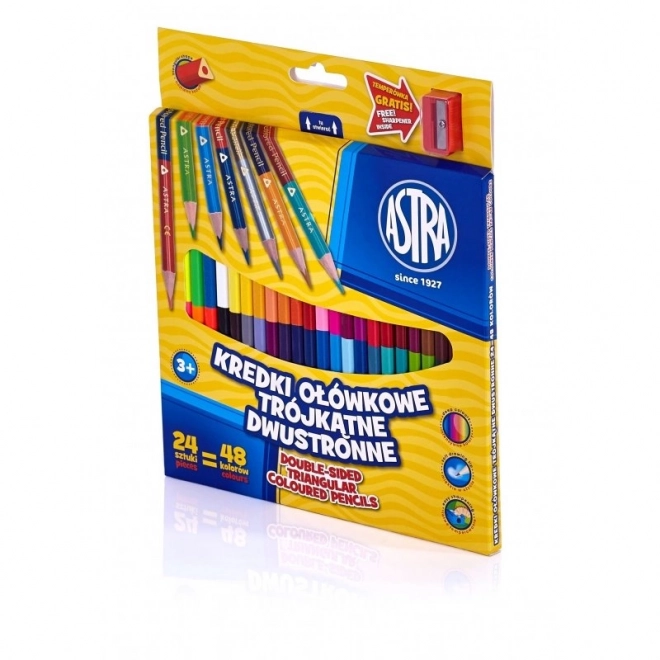 ASTRA Trojhranné oboustranné pastelky 24 ks,48 barev