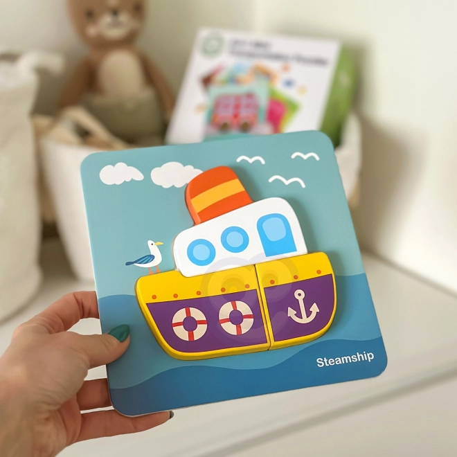 Woopie dřevěné puzzle vozidla Montessori FSC
