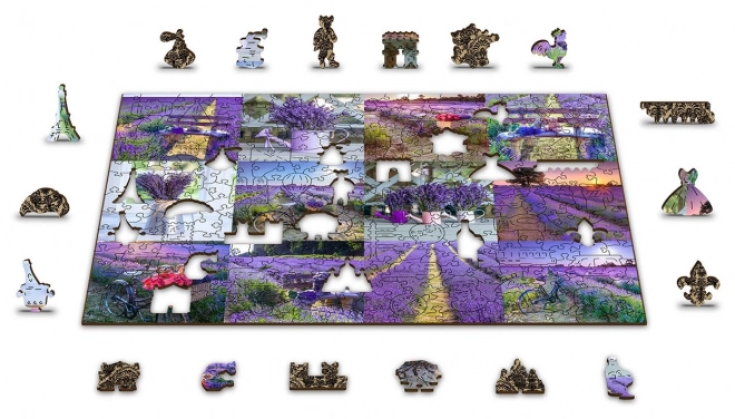 Dřevěné puzzle Levandulová Francie 2v1