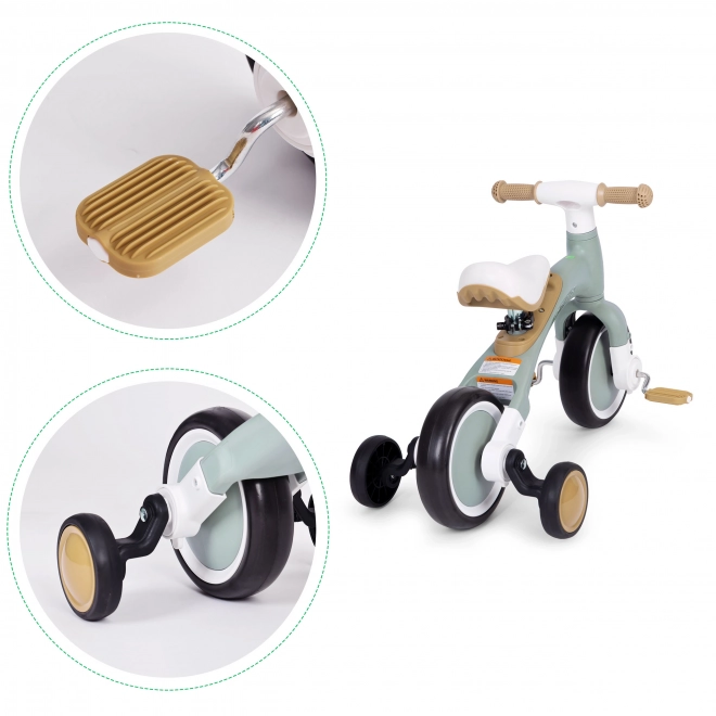 Balanční kolo s pedály - tréninková postranní kolečka 3v1 ECOTOYS – Zelené
