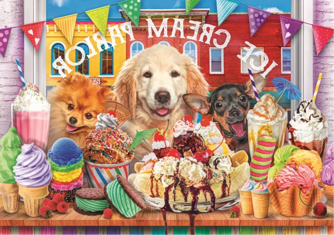 Puzzle Pejsci před cukrárnou 1000 dílků