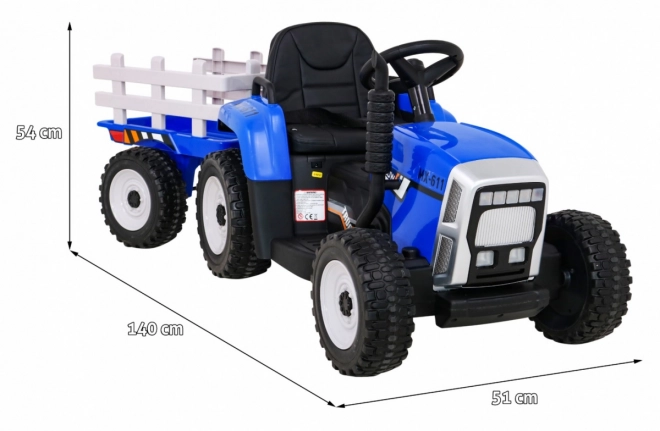 Dětský traktor s přívěsem modrý