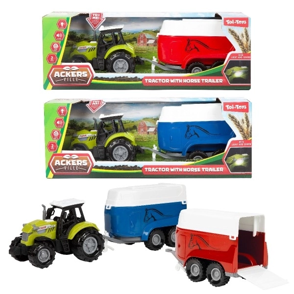 Traktor s přepravníkem na koně se světly a zvuky
