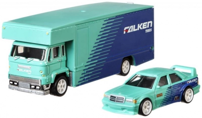 Tahač a závodní autíčko Hot Wheels