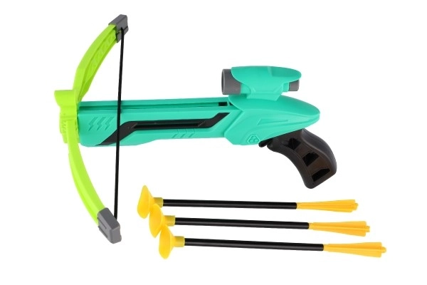 Pistole/kuše s lukem na přísavky plast 25cm + šípy 3ks v krabici 36x21x5cm