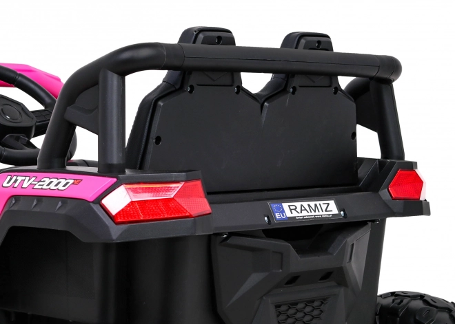 Buggy UTV 2000M mașină de curse cu baterie + sunete MP3 lumini + telecomandă + pornire lentă – Růžové