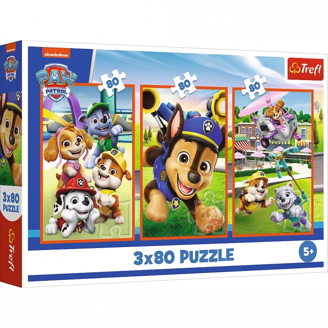 Puzzle 3x80 Psí skupina Tlapková patrola