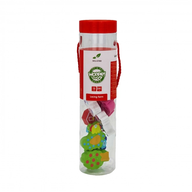 Dřevěné navlékací kostky zvířata farma