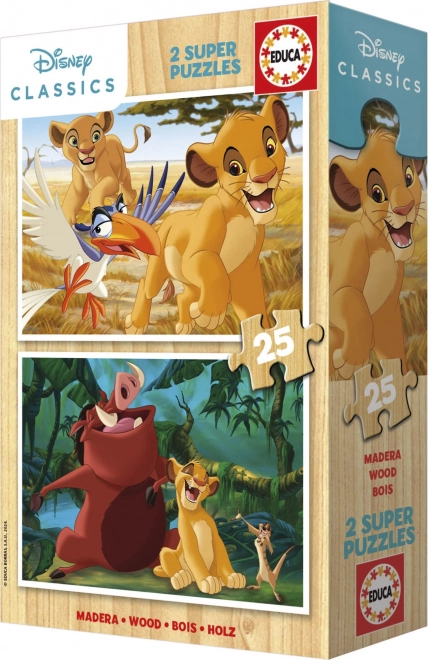 EDUCA Dřevěné puzzle Lví král 2x25 dílků
