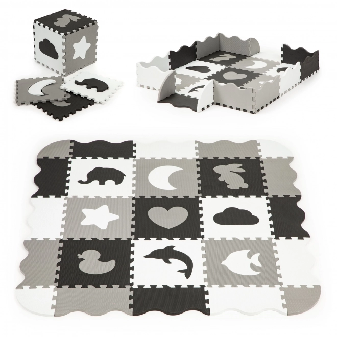 ECOTOYS Pěnové puzzle Zvířata a tvary černá-bílá SX s okraji