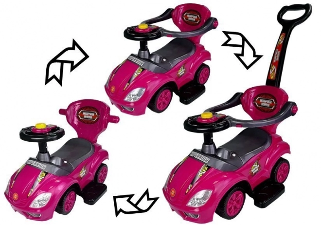 Mega Car 3v1 Push Ride Pink