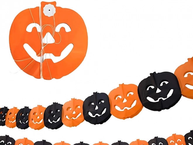 Halloweenská papírová girlanda s motivem dýně a pavouka