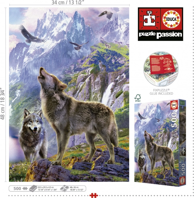 EDUCA Puzzle Vlci ve skalách 500 dílků