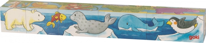 Dřevěné kostky Safari a Arktida, 5 kostek