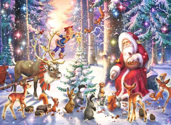 Puzzle Vánoce v lese XXL 100 dílků