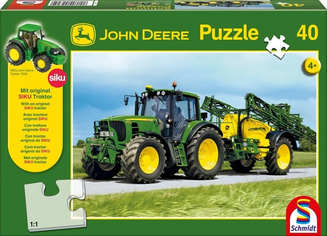 SCHMIDT Puzzle John Deere Traktor 6630 s postřikovačem 40 dílků + model SIKU