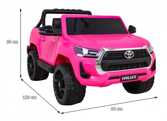 Toyota Hilux na baterie pro děti Růžová + pohon 4x4 + dálkové ovládání + 2 místa k sezení + rádio MP3 + LED