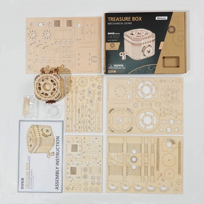 RoboTime 3D dřevěné mechanické puzzle Šperkovnice