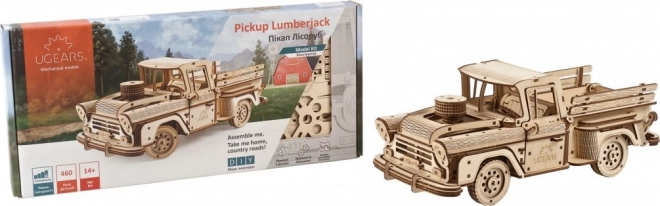 Ugears 3D dřevěné mechanické puzzle Americký náklaďák (pick-up)