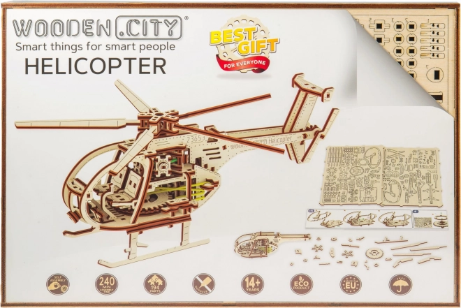 Dřevěné 3D puzzle vrtulník
