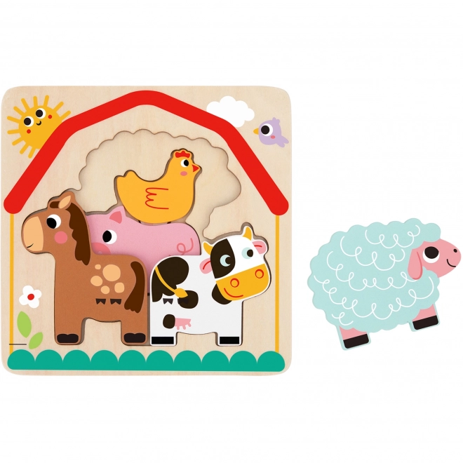 Dřevěné puzzle Montessori Farmářská zvířátka od Tooky Toy