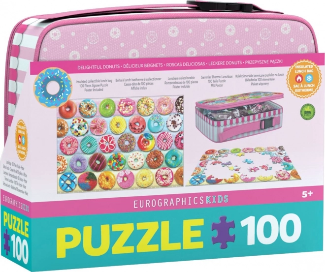 EUROGRAPHICS Puzzle ve svačinovém boxu Donuty 100 dílků