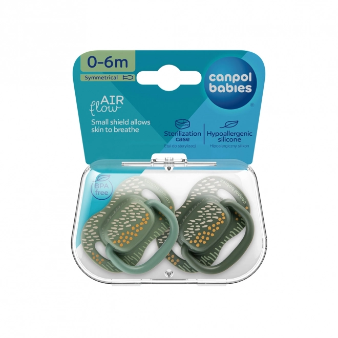 Canpol babies Set symetrických silikonových dudlíků MOUNTAINS 0-6m 2ks – zelený