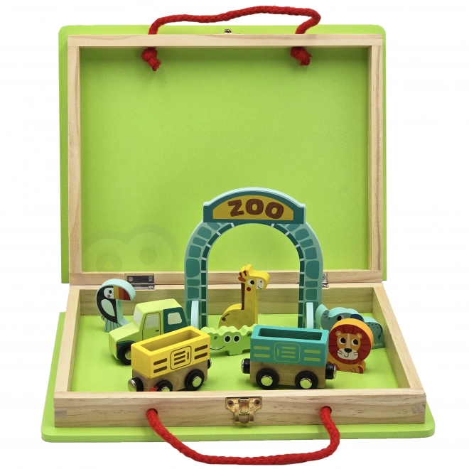 Dřevěná vláčková dráha ZOO s magnetickými vagónky od Tooky Toy