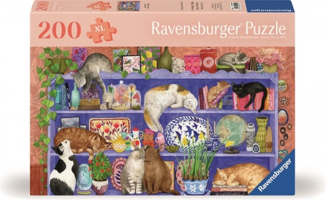 Puzzle Kočky v Regálu 200 Dílků