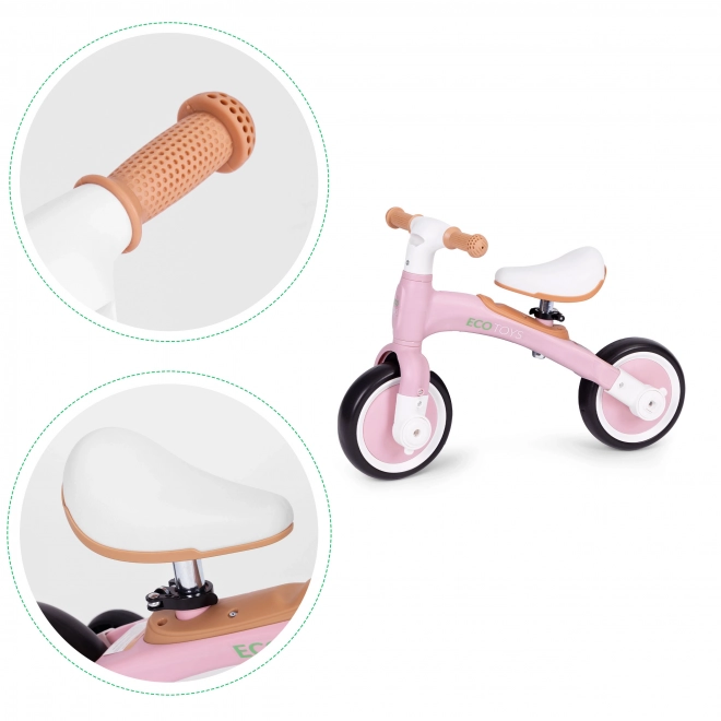 Balanční kolo s pedály - tréninková postranní kolečka 3v1 ECOTOYS – Růžové