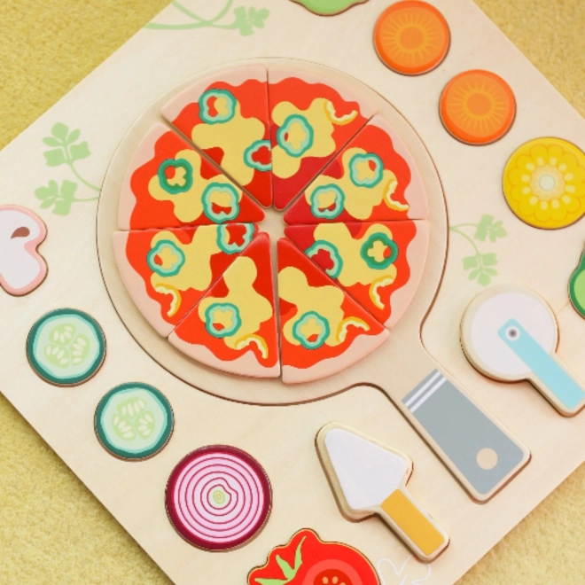 CLASSIC WORLD Dřevěná pizza na krájení, puzzle 22 dílů